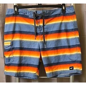 O'Neill Board Shorts 34 MultiColor‎ Stripe Swim Trunks Bathing Suit Summer Beach